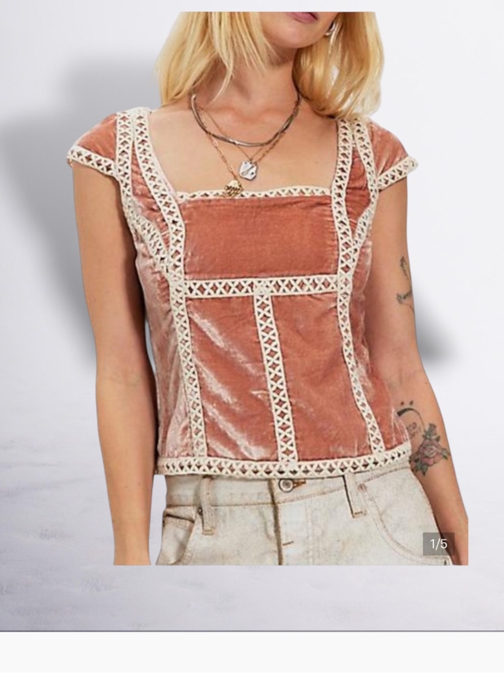 FREE PEOPLE TYLER VELVET EMBROIDERED CORSET TOP SP